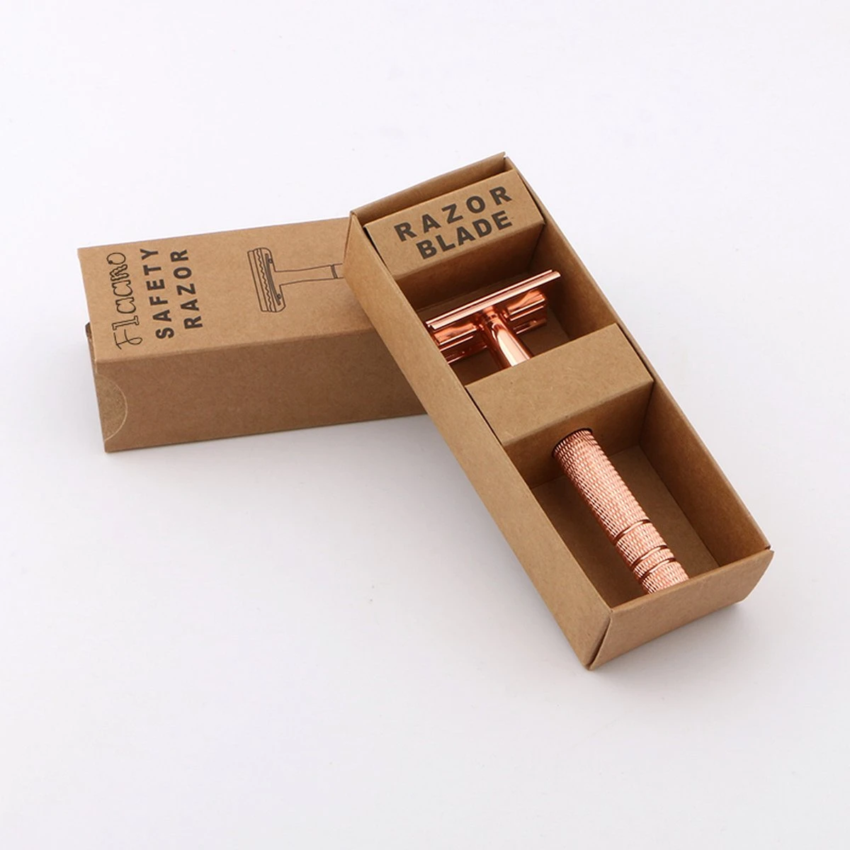 Safety Razor Scheermes + 20 Scheermesjes - Aluminium - Rose - Double Blade 9 Safety Razor Scheermes + 20 Scheermesjes - Aluminium - Rose - Double Blade - Afbeelding 7