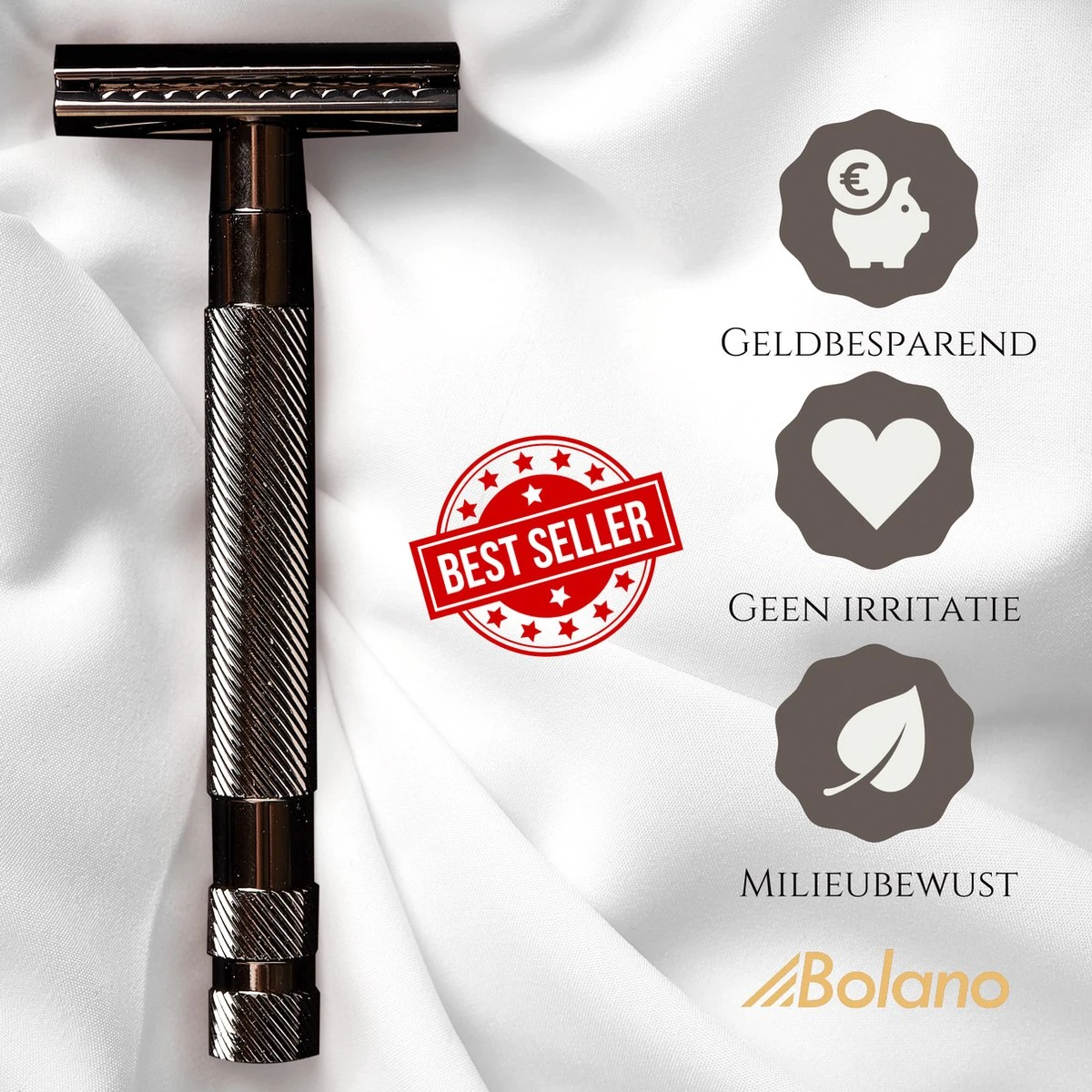 Bolano® Safety Razor Black Metallic + 25 Double Edge Scheermesjes - Klassiek Scheermes Voor Mannen En Vrouwen - Messing 8 Bolano® Safety Razor Black Metallic + 25 Double Edge Scheermesjes - Klassiek Scheermes Voor Mannen En Vrouwen - Messing - Afbeelding 6