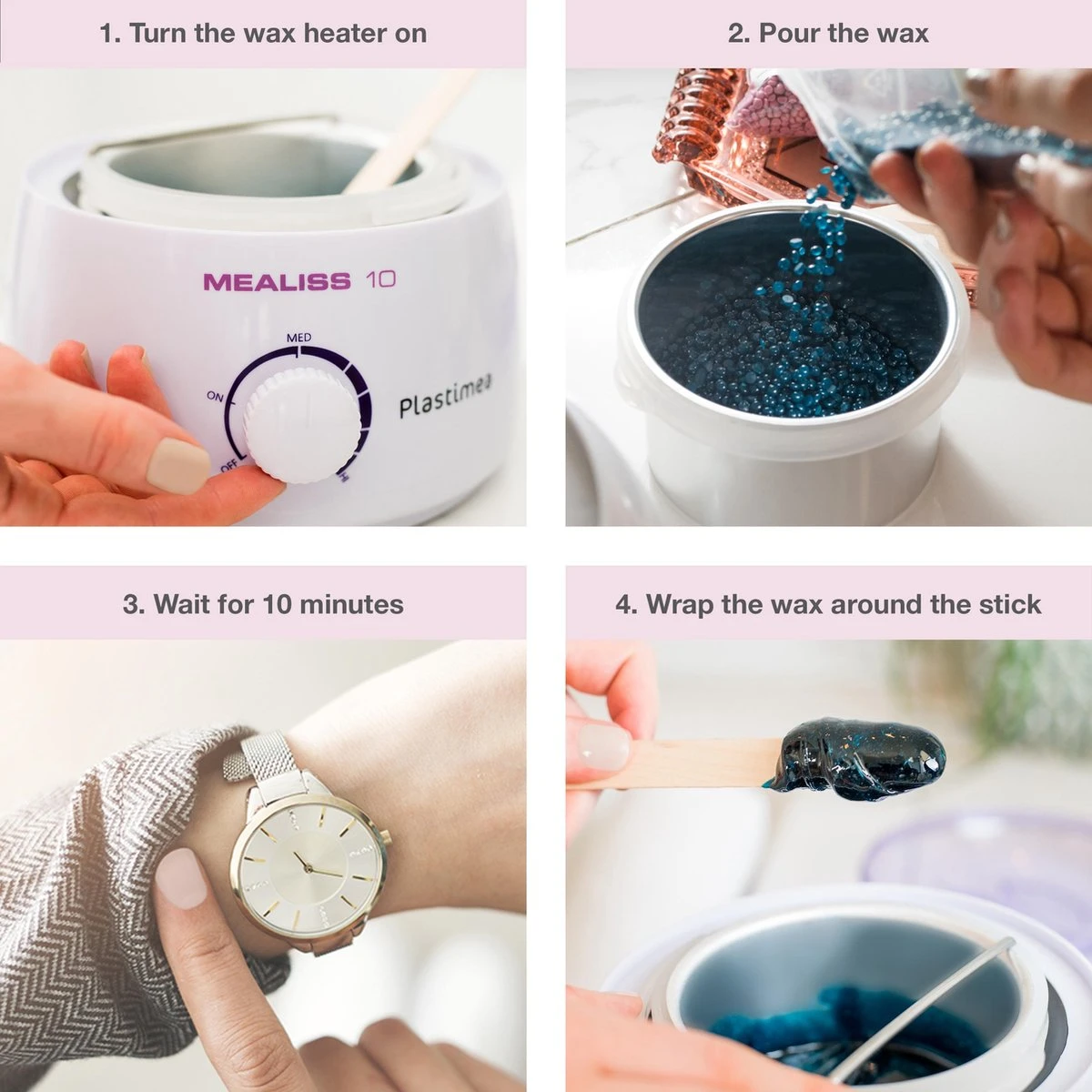 Wax - Kit Mealiss®10 - 400gr Hypoallergene Wax Beans - Wax Apparaat - 100ml Olie - Spatels 4 Wax - Kit Mealiss®10 - 400gr Hypoallergene Wax Beans - Wax Apparaat - 100ml Olie - Spatels - Afbeelding 2