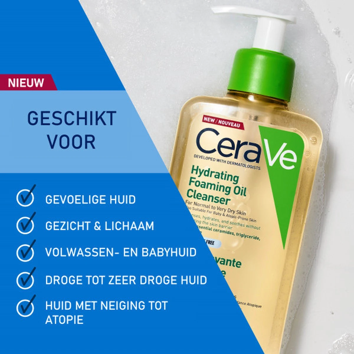 CeraVe - Hydrating Foaming Oil Cleanser - Voor Normale Tot Droge Huid - 236ml 6 CeraVe - Hydrating Foaming Oil Cleanser - Voor Normale Tot Droge Huid - 236ml - Afbeelding 4
