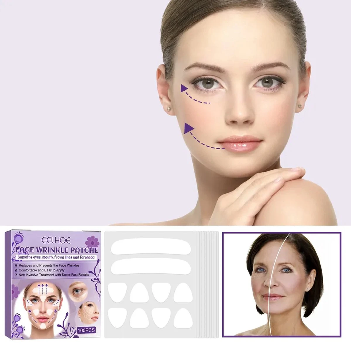 Anti Rimpel Pads - 100 Stuks! - Anti-rimpel Pads Gezicht - Anti Rimpel Pleisters - Anti Rimpel - Rimpel Verwijderaar - Facelift Apparaat - Facelift Tape - Facelift Masker 4 Anti Rimpel Pads - 100 Stuks! - Anti-rimpel Pads Gezicht - Anti Rimpel Pleisters - Anti Rimpel - Rimpel Verwijderaar - Facelift Apparaat - Facelift Tape - Facelift Masker - Afbeelding 2