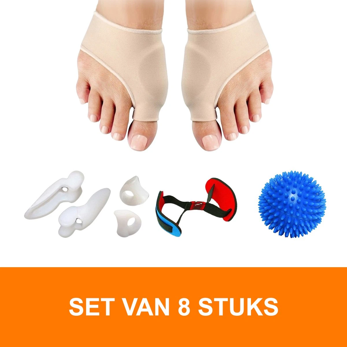 {Feetz} Hallux Valgus Bunion Protector & Corrector - SET VAN 8 STUKS – Voetverzorging & Teenspreider Teenspalk – Voorvoetzolen Siliconen Set Ter Correctie Van Tenenstand. Inclusief Teenband & Massagebal Voor Spierversterkende Oefeningen 3 {Feetz} Hallux Valgus Bunion Protector & Corrector - SET VAN 8 STUKS – Voetverzorging & Teenspreider Teenspalk – Voorvoetzolen Siliconen Set Ter Correctie Van Tenenstand. Inclusief Teenband & Massagebal Voor Spierversterkende Oefeningen