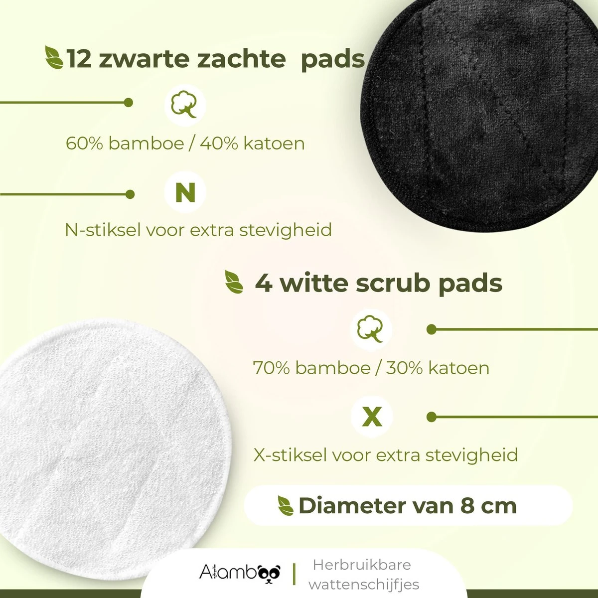 16x Herbruikbare Wattenschijfjes - Wasbare Zachte Wattenschijfjes - Duurzame & Biologische - Inclusief Waszakje 4 16x Herbruikbare Wattenschijfjes - Wasbare Zachte Wattenschijfjes - Duurzame & Biologische - Inclusief Waszakje - Afbeelding 2