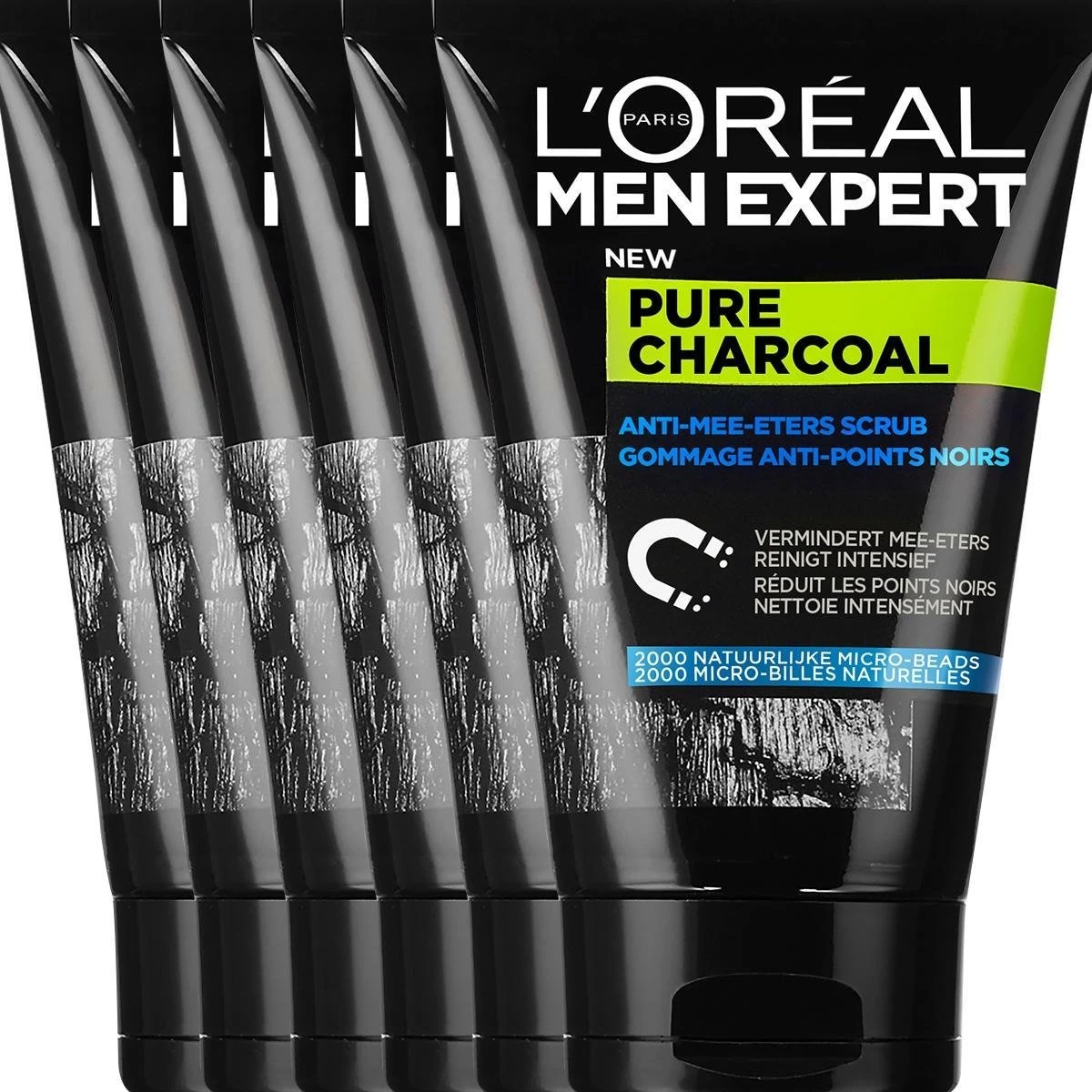 L'Oréal Paris Men Expert Pure Charcoal - Anti-Blackhead Scrub - 6 X 100 Ml - Voordeelverpakking 3 L'Oréal Paris Men Expert Pure Charcoal - Anti-Blackhead Scrub - 6 X 100 Ml - Voordeelverpakking
