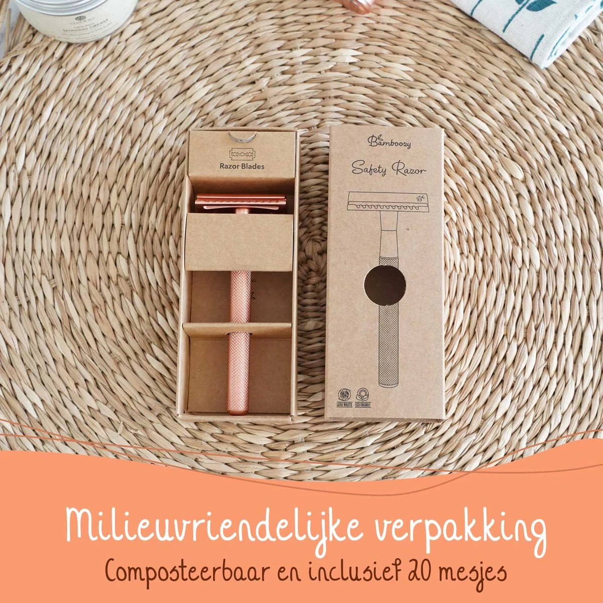 Bamboozy Safety Razor RVS + 20 Scheermesjes Rose Gold Goud Voor Vrouwen Dames Zero Waste Duurzaam Scheermesje Veiligheidsscheermes 13 Bamboozy Safety Razor RVS + 20 Scheermesjes Rose Gold Goud Voor Vrouwen Dames Zero Waste Duurzaam Scheermesje Veiligheidsscheermes - Afbeelding 11