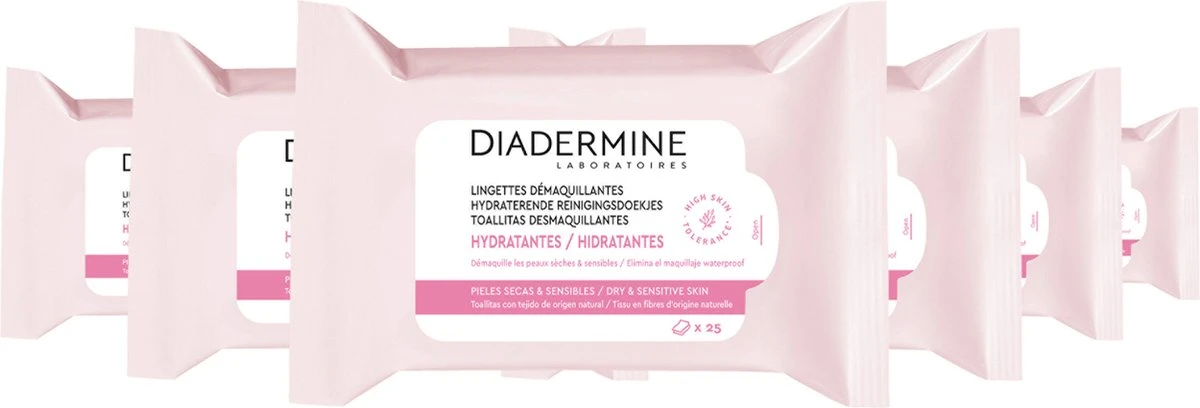 Diadermine Hydraterende Reinigingsdoekjes 6x25st 3 Diadermine Hydraterende Reinigingsdoekjes 6x25st