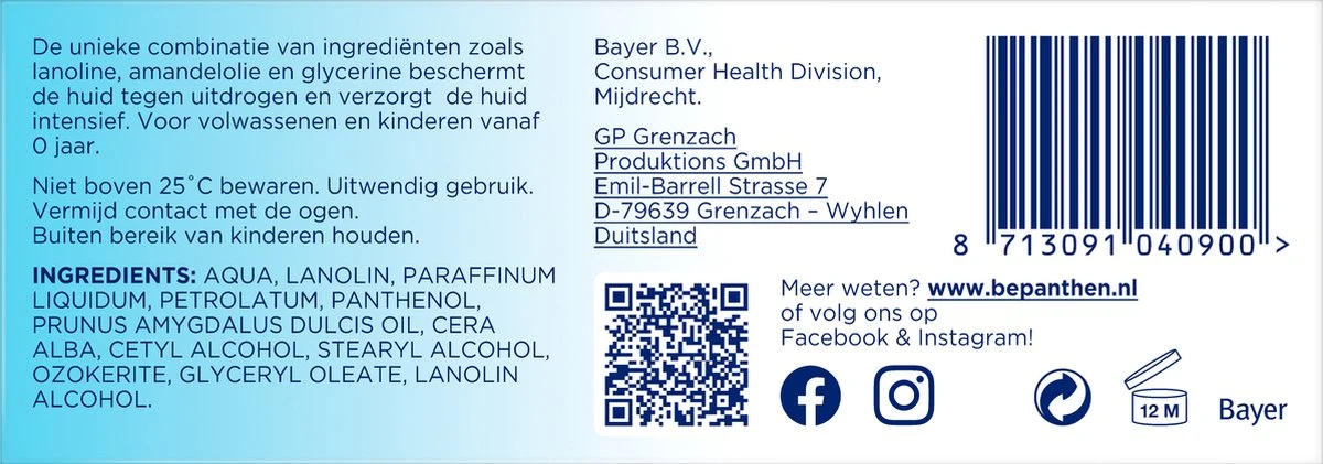 Bepanthen Beschermende Zalf - Intensief Vettende Zalf - Zonder Parfum - Droge Of Schrale Huidplekken - 50 Gram 4 Bepanthen Beschermende Zalf - Intensief Vettende Zalf - Zonder Parfum - Droge Of Schrale Huidplekken - 50 Gram - Afbeelding 2