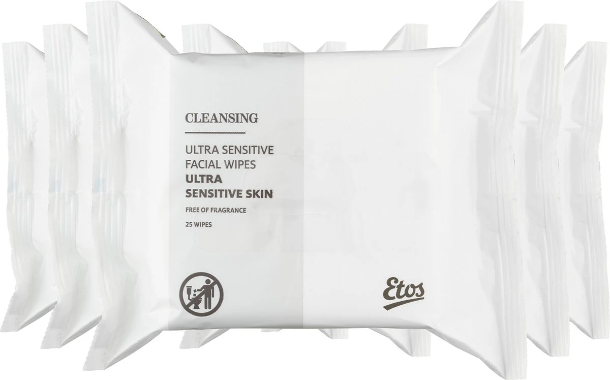 Etos Reinigende Gezichtsdoekjes - Ultra Sensitive - 125 Stuks- (5 X 25 Stuks) 3 Etos Reinigende Gezichtsdoekjes - Ultra Sensitive - 125 Stuks- (5 X 25 Stuks)