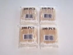 Merkloos Wattenstaafjes Hout - 100 St -Lichaamsverzorging Winkel 1200x902 1