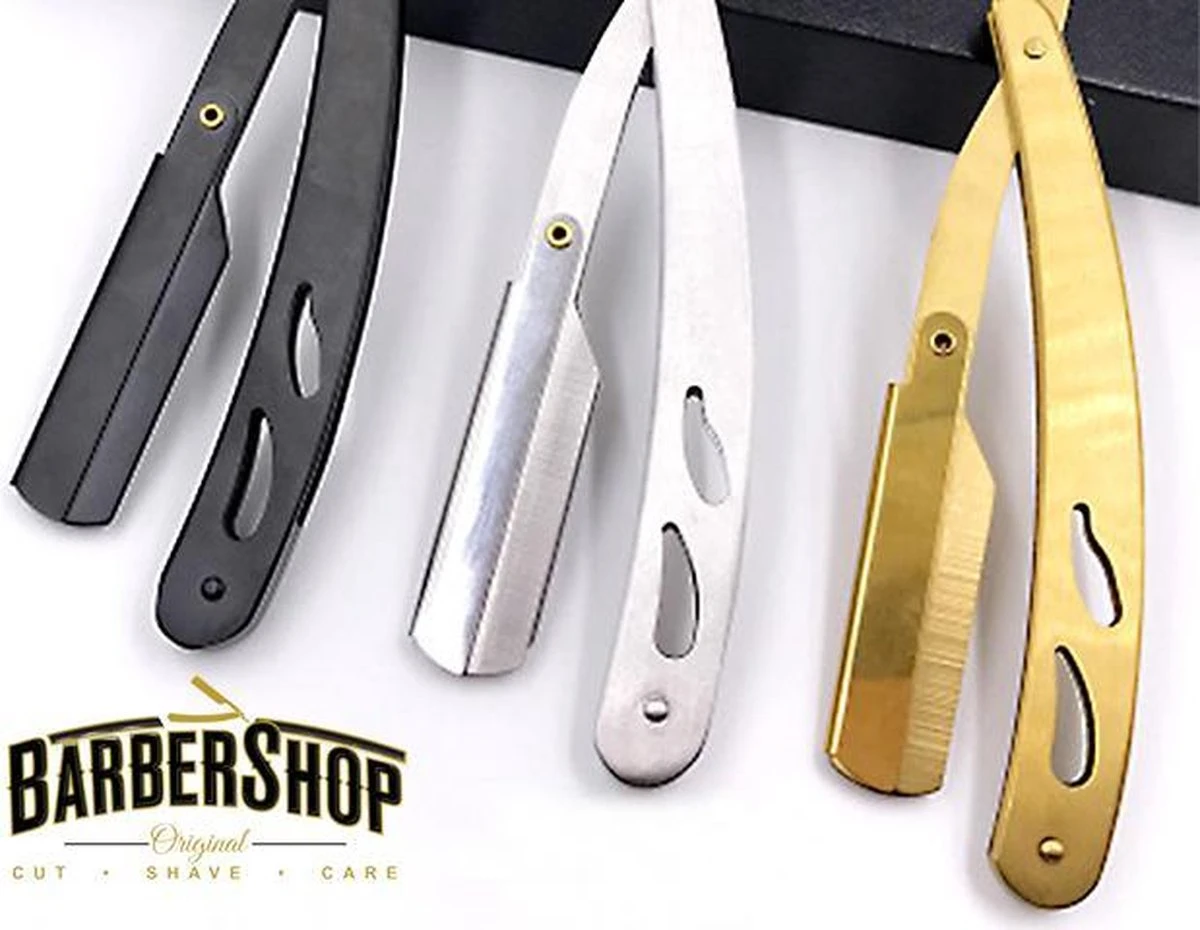 Merkloos Barberboy Shavette Razor Zilver - Klassiek Open Barbiersmes - Sheren Als Bij De Kapper! Open Straight Edge Klapmes – Scheermes – Razor – Cutthroat Van RVS Roestvrij Staal. Inclusief 10 Vervangbare Double Edge Scheermesjes! - Klapmes - Barbiersmes 4 Merkloos Barberboy Shavette Razor Zilver - Klassiek Open Barbiersmes - Sheren Als Bij De Kapper! Open Straight Edge Klapmes – Scheermes – Razor – Cutthroat Van RVS Roestvrij Staal. Inclusief 10 Vervangbare Double Edge Scheermesjes! - Klapmes - Barbiersmes - Afbeelding 2