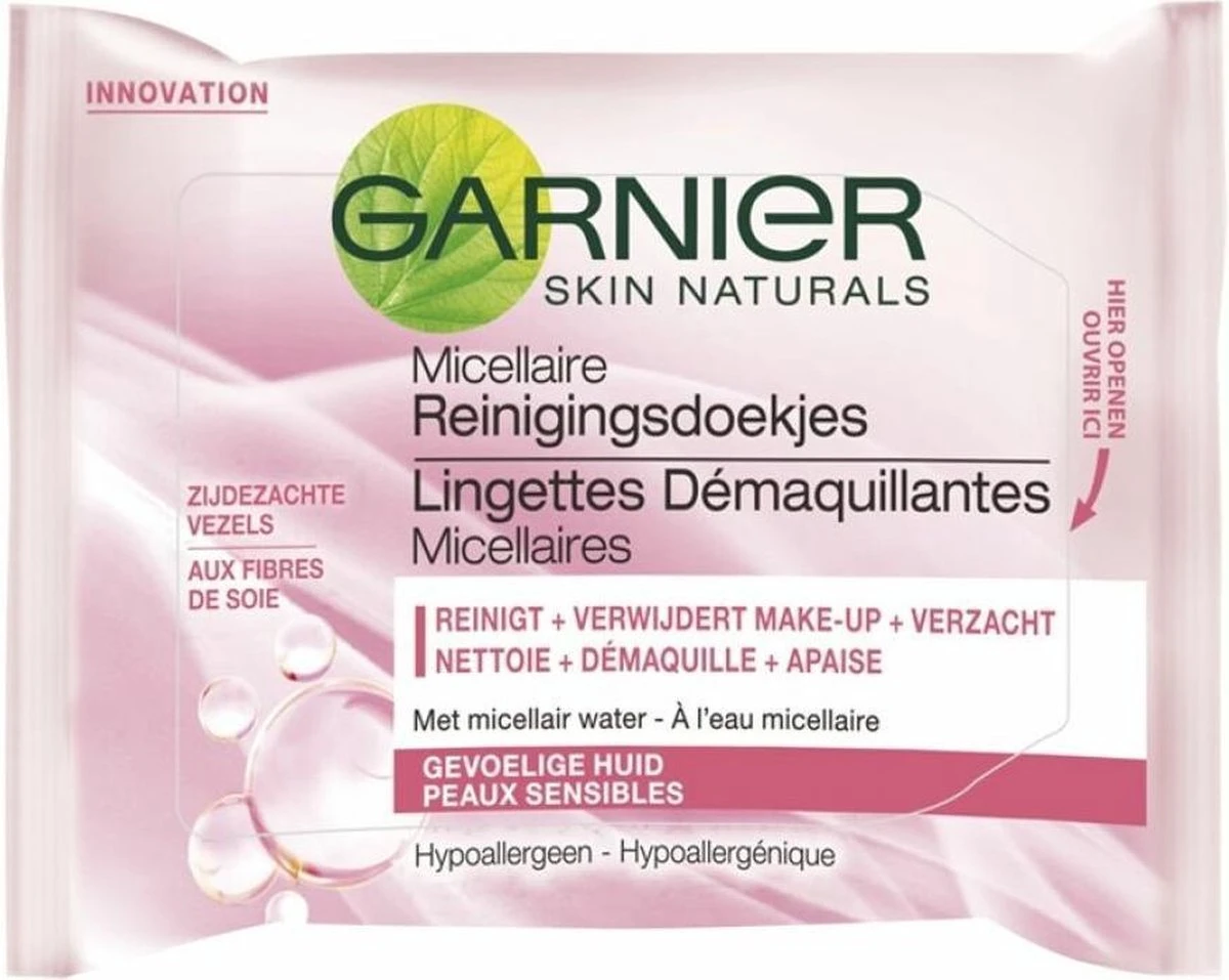 Garnier - SkinActive - Micellaire Reinigingsdoekjes Gevoelige Huid - 3 X 25 Stuks - Gezichtsreiniging - Voordeelverpakking 5 Garnier - SkinActive - Micellaire Reinigingsdoekjes Gevoelige Huid - 3 X 25 Stuks - Gezichtsreiniging - Voordeelverpakking - Afbeelding 3