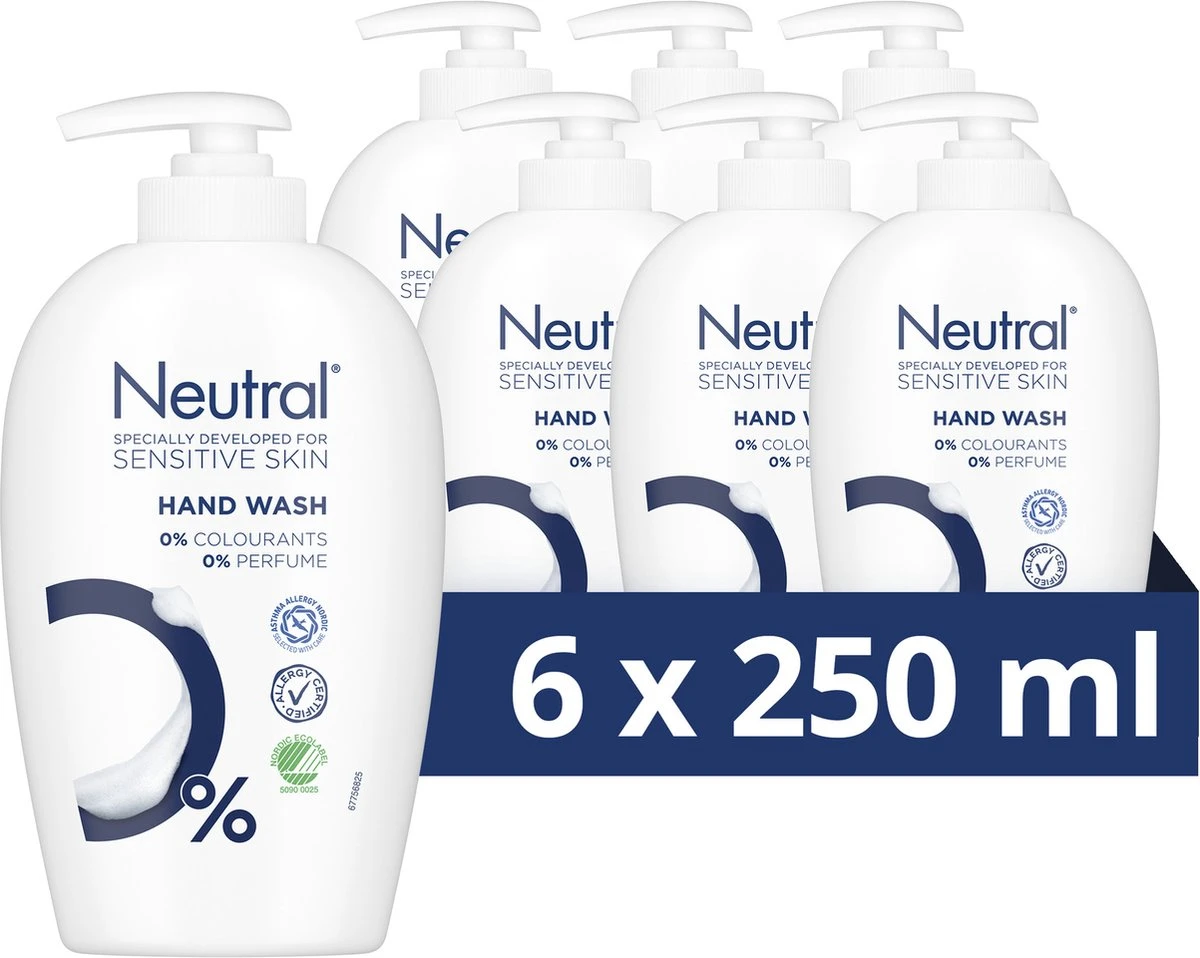 Neutral Vloeibare Handzeep Parfumvrij - 6 X 250 Ml - Voordeelverpakking 3 Neutral Vloeibare Handzeep Parfumvrij - 6 X 250 Ml - Voordeelverpakking