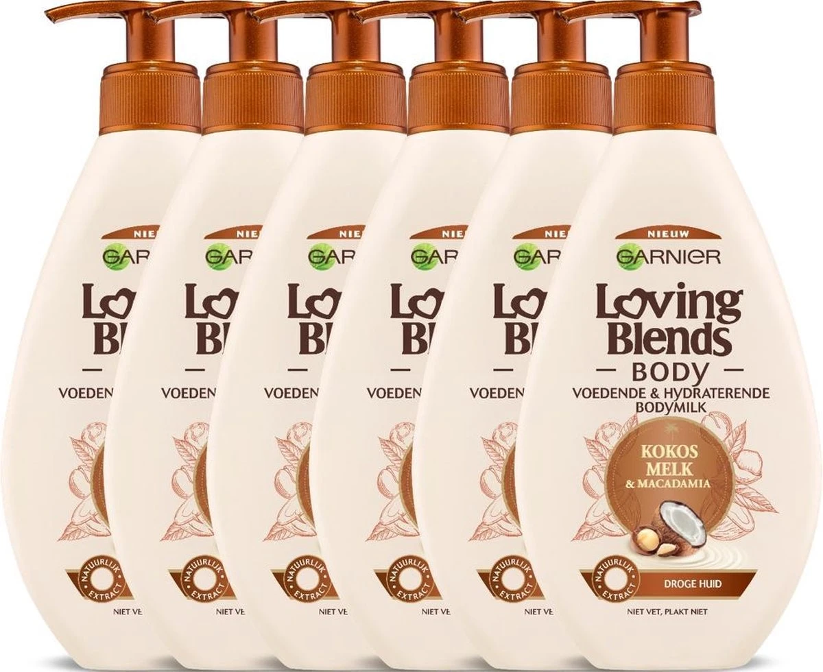 Garnier Loving Blends Body - Kokosmelk & Macadamia Bodymilk - 6 X 250 Ml - Voordeelverpakking 3 Garnier Loving Blends Body - Kokosmelk & Macadamia Bodymilk - 6 X 250 Ml - Voordeelverpakking