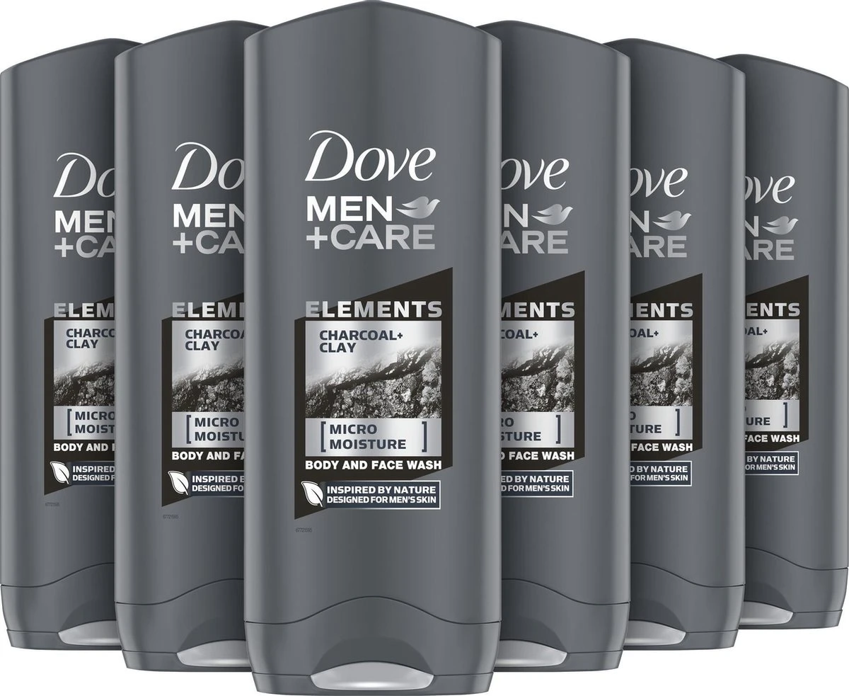 Dove Men+Care Douchegel Man Charcoal & Clay - 6 X 250 Ml - Voordeelverpakking 3 Dove Men+Care Douchegel Man Charcoal & Clay - 6 X 250 Ml - Voordeelverpakking
