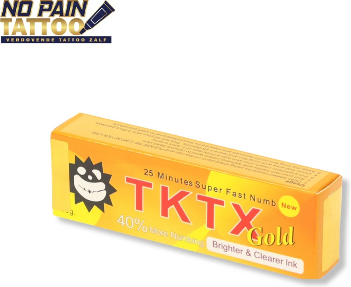 No Pain Tattoo - TKTX - Gold - Tatoeage - Tattoo - Zalf -verdovende Créme - Tattoo Zonder Pijn - Snelwerkend En Langdurig - 10 G 3 No Pain Tattoo - TKTX - Gold - Tatoeage - Tattoo - Zalf -verdovende Créme - Tattoo Zonder Pijn - Snelwerkend En Langdurig - 10 G