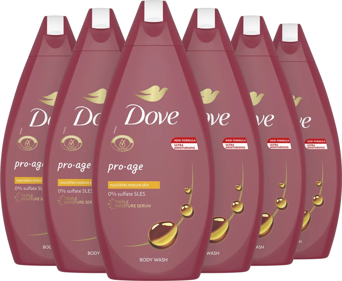 Dove Pro Age Douchegel - 6 X 450 Ml - Voordeelverpakking 3 Dove Pro Age Douchegel - 6 X 450 Ml - Voordeelverpakking