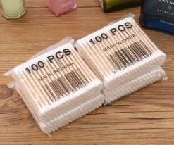 Merkloos Wattenstaafjes Hout - Bamboe - 4 X 100 Stuks -Lichaamsverzorging Winkel 1200x999