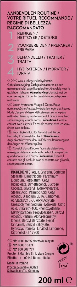 Olay Beauty Fluid Hydraterende Lotion Voor Gezicht En Lichaam - 200 Ml 6 Olay Beauty Fluid Hydraterende Lotion Voor Gezicht En Lichaam - 200 Ml - Afbeelding 4