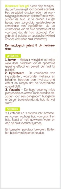 Biodermal Vette & Gemengde Huid Face Gel - 150ml – Bij Overtollig Talg, Puistjes En Onzuiverheden -Lichaamsverzorging Winkel 391x1200 3