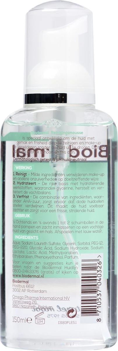 Biodermal Reinigingsmousse - Gezichtsreiniging - Reinigt En Hydrateert - 150 Ml 5 Biodermal Reinigingsmousse - Gezichtsreiniging - Reinigt En Hydrateert - 150 Ml - Afbeelding 3