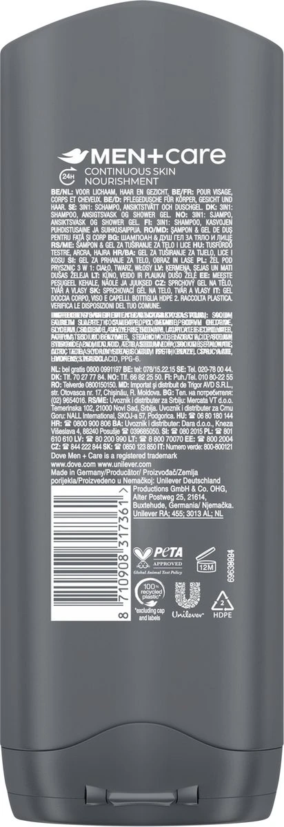 Dove Men+Care Cool Fresh 3-in-1 Douchegel - 6 X 250 Ml - Voordeelverpakking 5 Dove Men+Care Cool Fresh 3-in-1 Douchegel - 6 X 250 Ml - Voordeelverpakking - Afbeelding 3