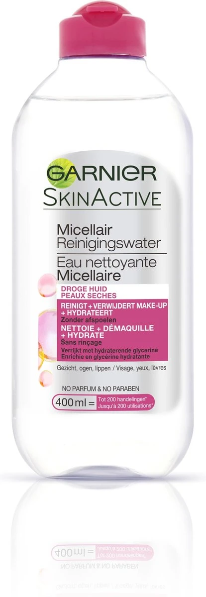 Garnier SkinActive - Micellair Reinigingswater Voor De Droge Huid - 3 X 400 Ml - Micellair Water Voordeelverpakking 9 Garnier SkinActive - Micellair Reinigingswater Voor De Droge Huid - 3 X 400 Ml - Micellair Water Voordeelverpakking - Afbeelding 7