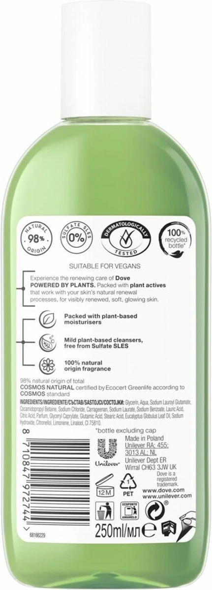 6x Dove Douchegel Powered By Plants Oil Body Wash Eucalyptus 250 Ml 4 6x Dove Douchegel Powered By Plants Oil Body Wash Eucalyptus 250 Ml - Afbeelding 2