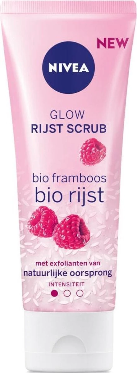 NIVEA Glow Bio Rijst Scrub - Bio Framboos Droge Gevoelige Huid - 75ml 3 NIVEA Glow Bio Rijst Scrub - Bio Framboos Droge Gevoelige Huid - 75ml