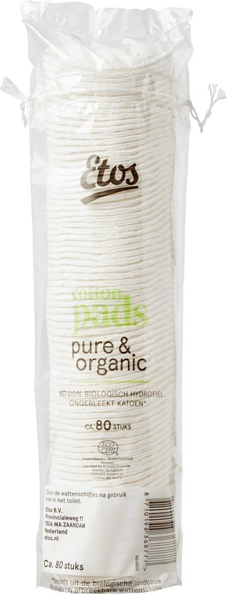 Etos Wattenschijfjes - Pure & Organic - 960 Stuks (12 Rollen X 80 Watten) 4 Etos Wattenschijfjes - Pure & Organic - 960 Stuks (12 Rollen X 80 Watten) - Afbeelding 2