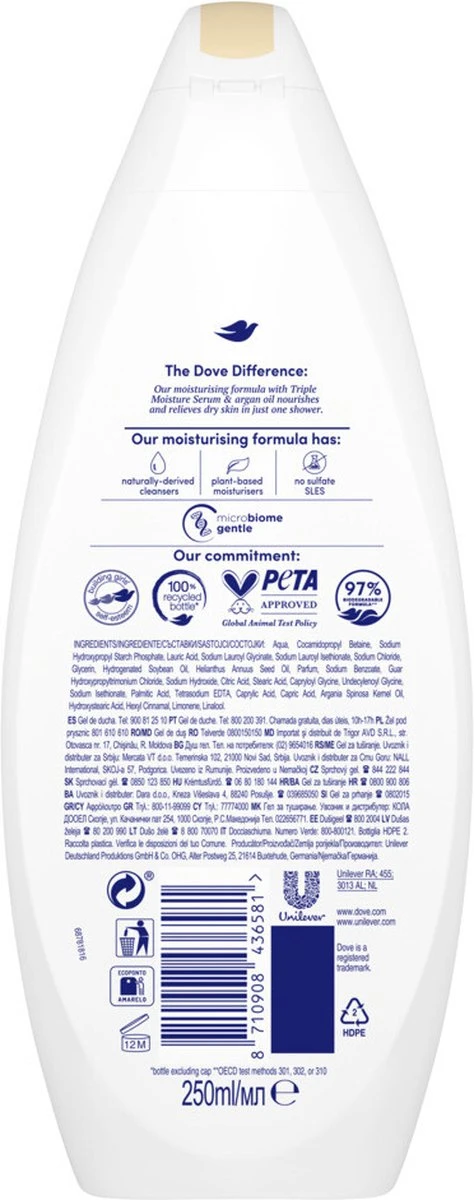 Dove Nourishing Care Douchegel - 6 X 250 Ml - Voordeelverpakking 5 Dove Nourishing Care Douchegel - 6 X 250 Ml - Voordeelverpakking - Afbeelding 3