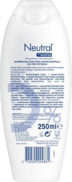 Neutral Sensitive Skin Douchegel - 6 X 250 Ml - Voordeelverpakking 14 Neutral Sensitive Skin Douchegel - 6 X 250 Ml - Voordeelverpakking -Lichaamsverzorging Winkel 481x1200 2