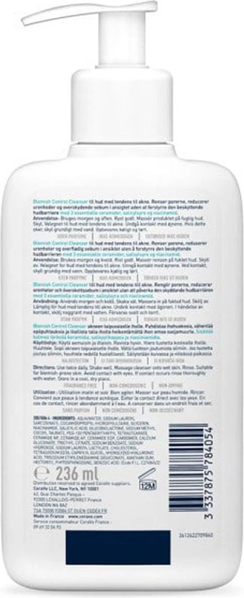 CeraVe Blemish Control Cleanser - 236ml - Gezichtsreiniger Voor Huid Met Neiging Tot Acne 4 CeraVe Blemish Control Cleanser - 236ml - Gezichtsreiniger Voor Huid Met Neiging Tot Acne - Afbeelding 2