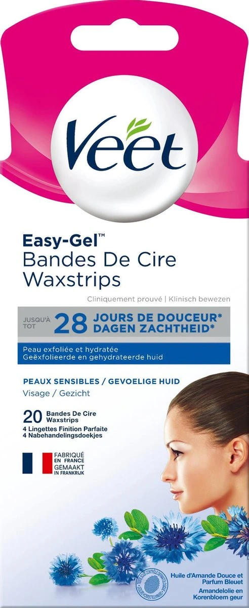 Veet - Easy-Gel Wax - Ontharingsstrips - Gezicht - Gevoelige Huid - 2 X 20 Stuks 9 Veet - Easy-Gel Wax - Ontharingsstrips - Gezicht - Gevoelige Huid - 2 X 20 Stuks - Afbeelding 7