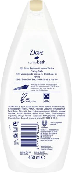 Dove Caring Bath Sheaboter & Vanille Badcrème - 6 X 450 Ml - Voordeelverpakking 11 Dove Caring Bath Sheaboter & Vanille Badcrème - 6 X 450 Ml - Voordeelverpakking -Lichaamsverzorging Winkel 502x1200 4