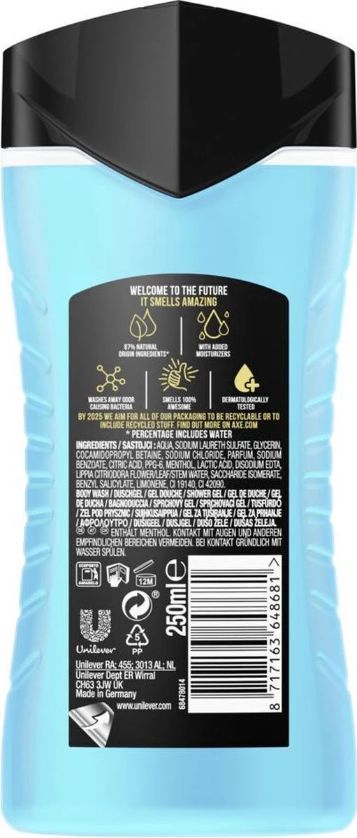 Axe Ice Chill 3-in-1 Douchegel - 6 X 250 Ml - Voordeelverpakking 12 Axe Ice Chill 3-in-1 Douchegel - 6 X 250 Ml - Voordeelverpakking - Afbeelding 10