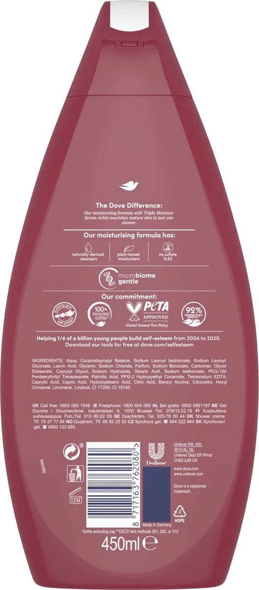 Dove Pro Age Douchegel - 6 X 450 Ml - Voordeelverpakking 10 Dove Pro Age Douchegel - 6 X 450 Ml - Voordeelverpakking - Afbeelding 8