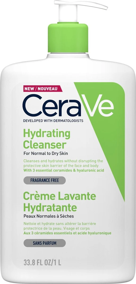 CeraVe Hydrating Cleanser - Reinigingsmelk - Normale Tot Droge Huid - 1000 Ml 3 CeraVe Hydrating Cleanser - Reinigingsmelk - Normale Tot Droge Huid - 1000 Ml