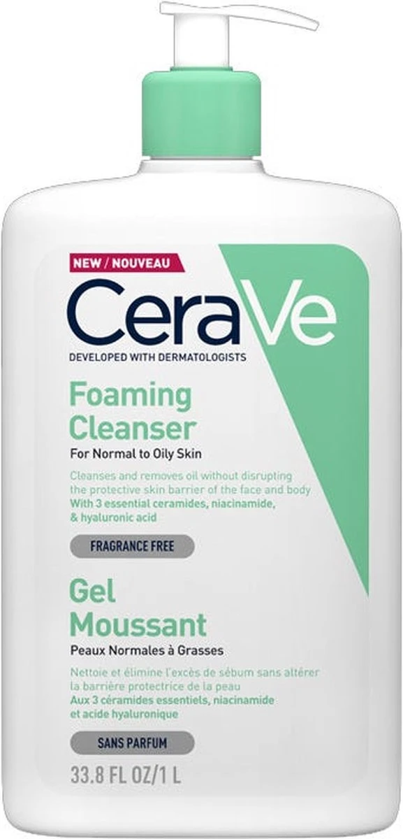 CeraVe - Foaming Cleanser - Reinigingsgel - Normale Tot Vette Huid - 1000 Ml 3 CeraVe - Foaming Cleanser - Reinigingsgel - Normale Tot Vette Huid - 1000 Ml
