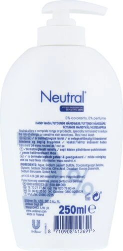 Neutral Vloeibare Handzeep Parfumvrij - 6 X 250 Ml - Voordeelverpakking 15 Neutral Vloeibare Handzeep Parfumvrij - 6 X 250 Ml - Voordeelverpakking -Lichaamsverzorging Winkel 591x1200
