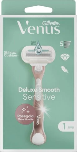Gillette Venus Deluxe Smooth Sensitive - Scheersysteem Voor Vrouwen - RoseGold - 1 Handvat - 1 Navulmesje - 1 Scheermesje -Lichaamsverzorging Winkel 608x1200 4
