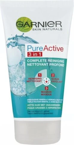 Garnier - PureActive 3-in-1 Masker Met Klei Argile Voor De Gemengde Huid Met Onzuiverheden - 2 X 150ml - Tegen Mee-eters En Onzuiverheden - Voordeelverpakking -Lichaamsverzorging Winkel 618x1200