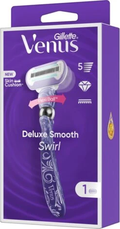 Gillette Venus Deluxe Smooth Swirl - Voor Een Extra Gladde Scheerbeurt - 1 Handvat - 1 Navulmesje -Lichaamsverzorging Winkel 628x1200 3
