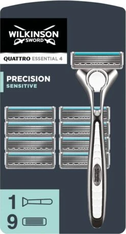 Wilkinson Sword Quattro Titanium Sensitive Scheerapparaat + 9 Scheermessen -Lichaamsverzorging Winkel 649x1200 1