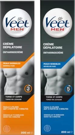 Veet Men - 400ml Ontharingscreme - Normaal 1x200ml - Gevoelig 1x200ml - Voordeelverpakking