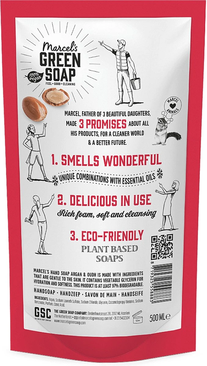 Marcel's Green Soap Handzeep Navulling Argan & Oudh - 500ML 5 Marcel's Green Soap Handzeep Navulling Argan & Oudh - 500ML - Afbeelding 3