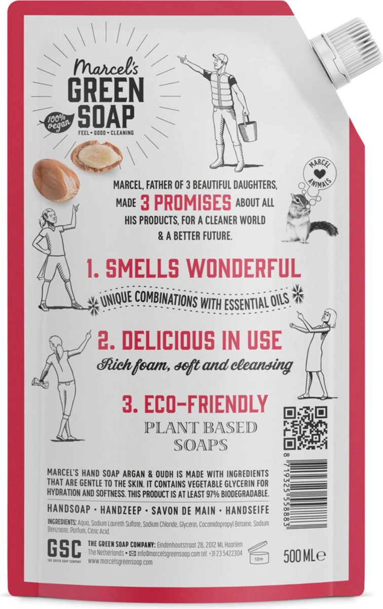Marcel's Green Soap Handzeep Navulling Argan & Oudh - 500ML 4 Marcel's Green Soap Handzeep Navulling Argan & Oudh - 500ML - Afbeelding 2