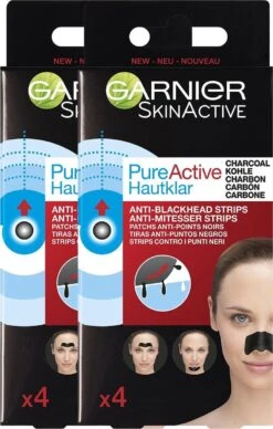 Garnier Skinactive Face SkinActive PureActive Nose Strips Charcoal - 2 X 4 Stuks - Voordeelverpakking -Lichaamsverzorging Winkel 763x1200 2