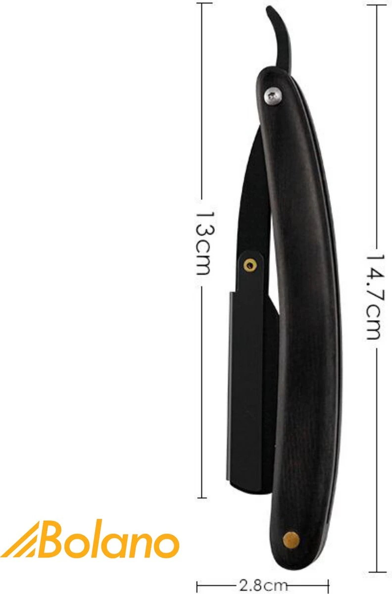 Bolano® Premium Shavette Open Scheermes Black Wood + 50 Single Edge Scheermesjes - Klassiek Barbiersmes Straight Razor Voor Mannen - Cut Throat Razor Nekmes - Klassiek Klap Scheermes - Safety Razor Feather Mes 10 Bolano® Premium Shavette Open Scheermes Black Wood + 50 Single Edge Scheermesjes - Klassiek Barbiersmes Straight Razor Voor Mannen - Cut Throat Razor Nekmes - Klassiek Klap Scheermes - Safety Razor Feather Mes - Afbeelding 8