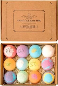 Nixnix - Bath Bombs 12 Stuks - Bruisballen Voor In Bad - 12 Etherische Aroma Bad Bommen - Giftset - Cadeau - 60g Per Stuk - Bruis Ballen Bad - Badballen