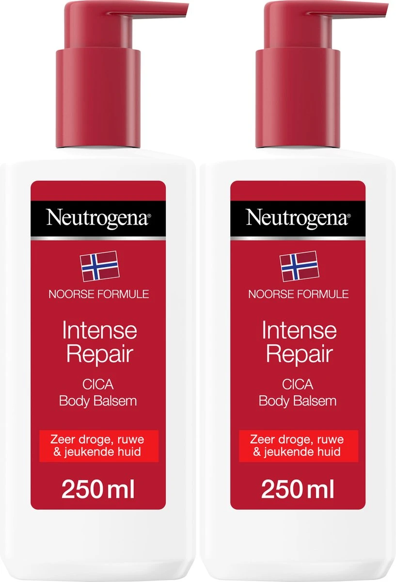 Neutrogena Intense Repair, Intensief Herstellende CICA Body Balsem, Noorse Formule, Hydraterende Bodylotion Voor De Zeer Droge, Ruwe En Jeukende Huid 2 X 250 Ml 4 Neutrogena Intense Repair, Intensief Herstellende CICA Body Balsem, Noorse Formule, Hydraterende Bodylotion Voor De Zeer Droge, Ruwe En Jeukende Huid 2 X 250 Ml - Afbeelding 2